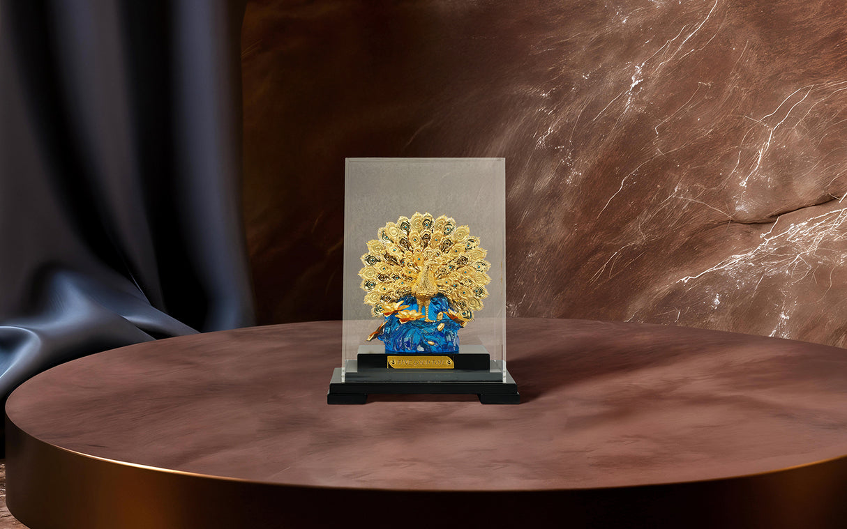 Floral Blue Dancing Peacock Window