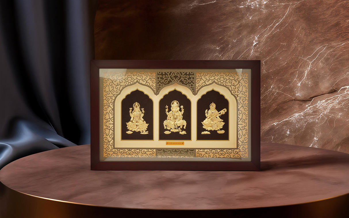 Lord Ganesha, Goddess Lakshmi & Goddess Saraswati Trio