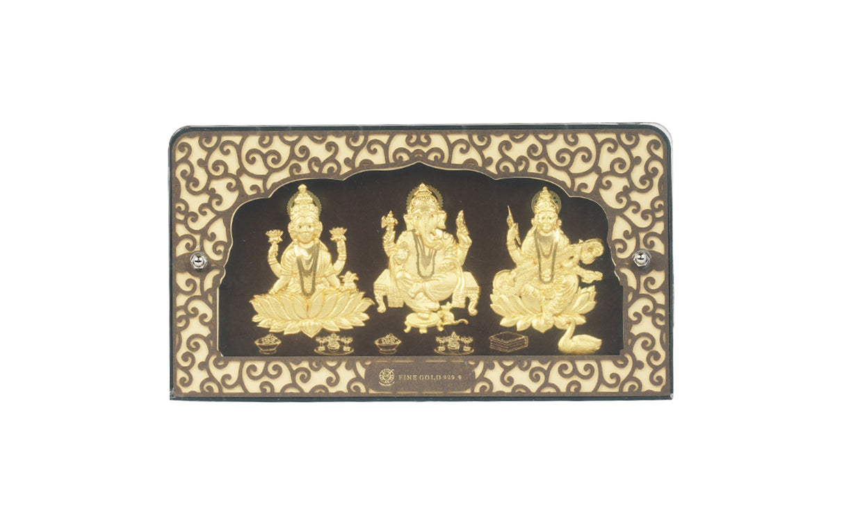 Laxmi, Ganesh & Saraswati Carving Trio Frame