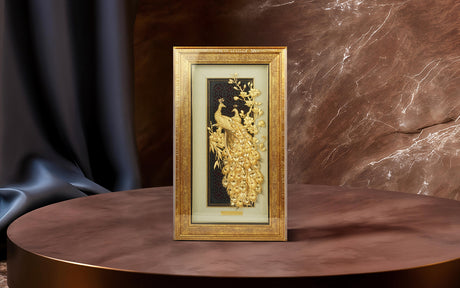 Gold Plated Twin Peacock with Tree Frame